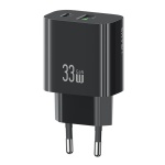 USAMS φορτιστής τοίχου CC317, USB & USB-C, 33W, GaN, μαύρος