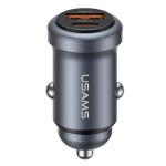USAMS φορτιστής αυτοκινήτου CC322, USB & USB-C, 30W, γκρι