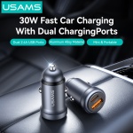 USAMS φορτιστής αυτοκινήτου CC322, USB & USB-C, 30W, γκρι - Image 5