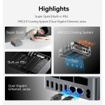 BEELINK mini PC EQR6, AMD Ryzen 5 6600H, 24GB, 500GB M.2, Windows 11 Pro - Image 3