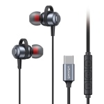 USAMS earphones με μικρόφωνο US-SJ758, USB-C σύνδεση, μεταλλικά, 1.2m, γκρι