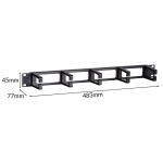 POWERTECH cable management NETW-0049 για rack 19"/1U, 5x γάντζοι, μαύρο - Image 2