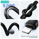 USAMS καλώδιο Lightning σε USB US-SJ694, 2.4A, 480Mbps, 2m, λευκό - Image 3