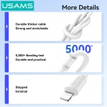 USAMS καλώδιο Lightning σε USB SJ762, 2.4A 12W, 480Mbps, 1m, λευκό - Image 3