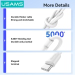 USAMS καλώδιο USB-C SJ763, 60W, 480Mbps, 1m, λευκό - Image 3