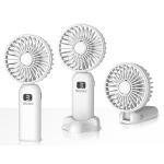 BRUNO φορητός ανεμιστήρας χειρός επαναφορτιζόμενος BRN-0236, με βάση, λευκός-γκρι