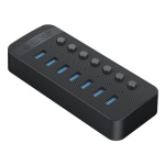 ORICO USB hub CT2U3-7AB με διακόπτες, 7x θυρών, USB 3.0, 5Gbps, USB σύνδεση, μαύρο