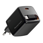 POWERTECH φορτιστής τοίχου PT-1573 με πτυσσόμενο καλώδιο, USB-C, 65W, GaN, μαύρος