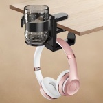 POWERTECH βάση ακουστικών & ποτηροθήκη γραφείου PT-1579, περιστρεφόμενη, μαύρη - Image 2