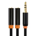 CABLETIME καλώδιο ήχου 3.5mm σε 2x 3.5mm CT-AV309-P12G, 20cm, μαύρο
