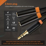 CABLETIME καλώδιο ήχου 3.5mm σε 2x 3.5mm CT-AV309-P12G, 20cm, μαύρο - Image 3