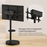 BRATECK βάση τηλεόρασης δαπέδου FS38-46TWE, 37-86", έως 50kg, με ράφι & cable management, ροδάκια, μαύρη - Image 2