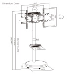 BRATECK βάση τηλεόρασης δαπέδου FS38-46TWE, 37-86", έως 50kg, με ράφι & cable management, ροδάκια, μαύρη - Image 5