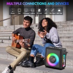 JYX φορητό ηχείο MS75 με 2x μικρόφωνα & ασύρματο χειριστήριο, 15W, 6000mah, RGB φωτισμός, μαύρο - Image 2