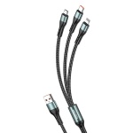 KAKUSIGA καλώδιο USB σε USB-C/Lightning/Micro USB KSC-1026, 5A, 480Mbps, 1.2m, μαύρο