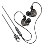 KAKUSIGA earphones με μικρόφωνο KSC-1300, USB-C σύνδεση, 10mm, 1.2m, μαύρα