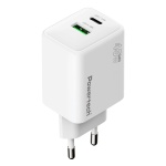 POWERTECH φορτιστής τοίχου PT-1551, USB/USB-C, 45W, GaN, AVS, λευκός