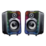 POWERTECH ηχεία PT-1575 με RGB φωτισμό, 2x 5W, Bluetooth & USB/USB-C, μαύρα