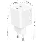 POWERTECH φορτιστής τοίχου PT-1577 με καλώδιο, USB-C, 65W, GaN, AVS, λευκός - Image 3