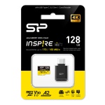 SILICON POWER κάρτα μνήμης microSDXC Inspire με card reader, 128GB, C10 UHS-I U3 V30 A2 - Image 3